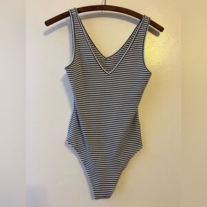 Blue and white striped Bodysuit